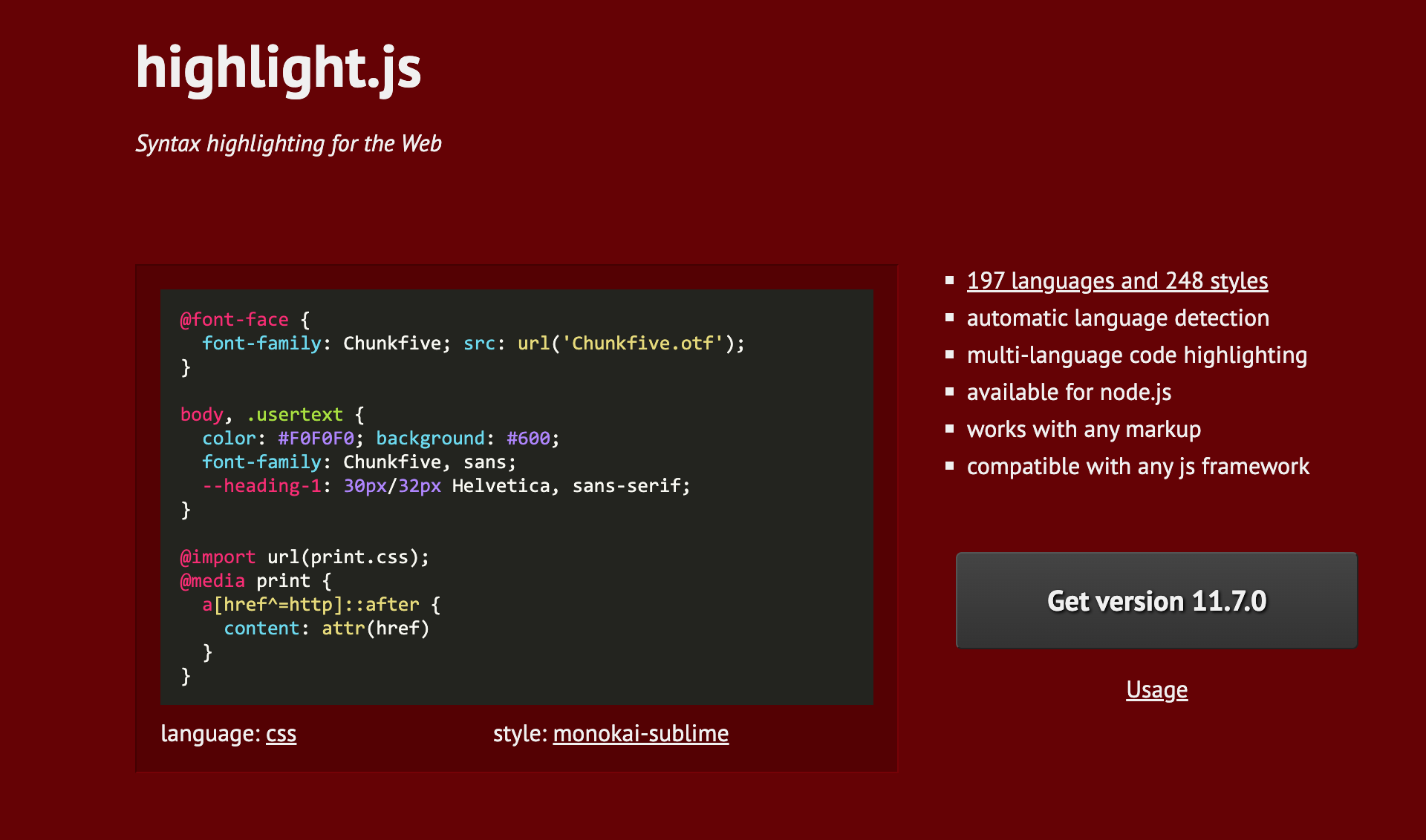 highlight.js 分享一个漂亮的网页代码高亮插件